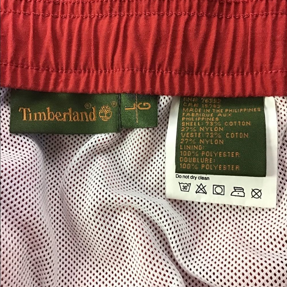 Timberland Almost Vintage Men’s Red 9” inseam SwimTrunks Size Large - Picture 6 of 6